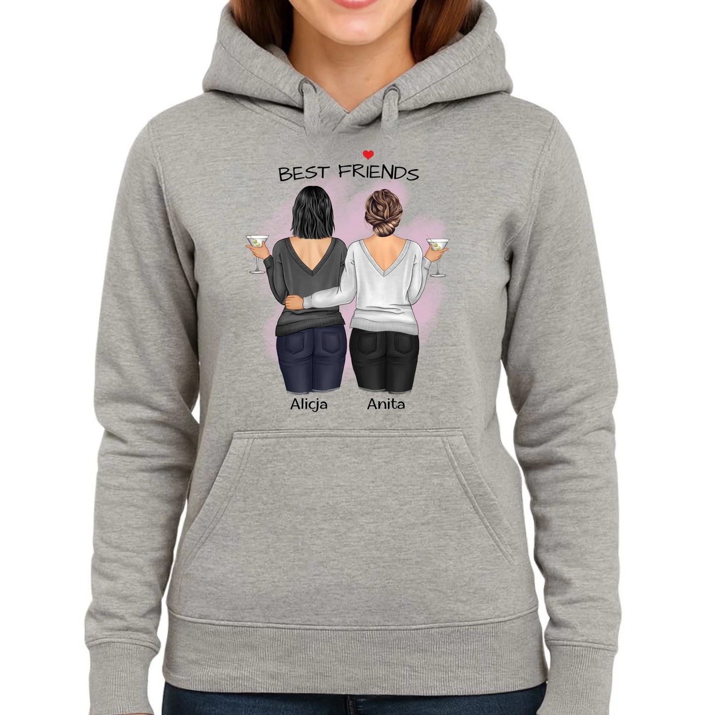 Bluza damska z kapturem - prezent dla przyjaciółki - Best Friends - personalizowane postacie 2-4 osoby PR03 - StoryCups.pl