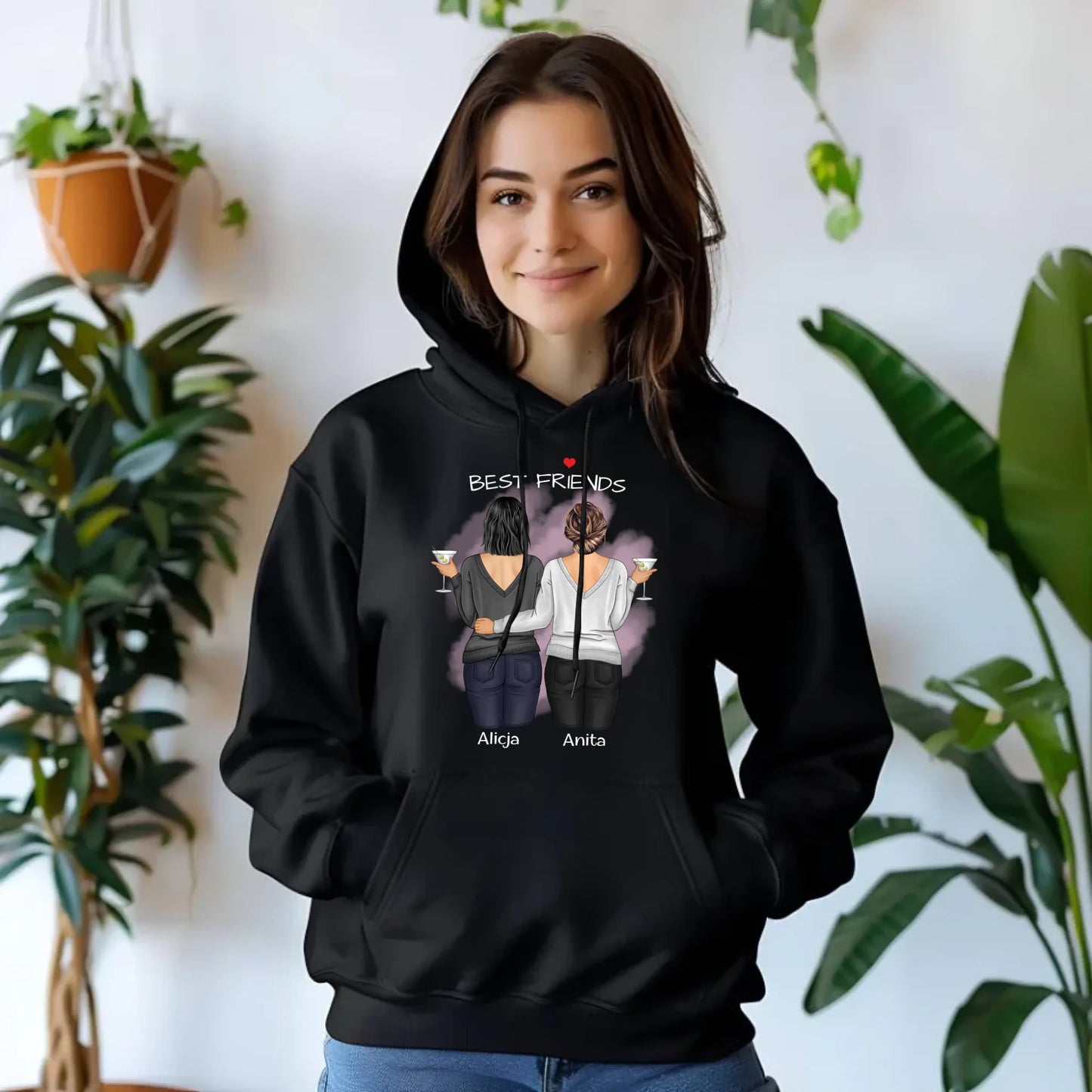 Bluza damska z kapturem - prezent dla przyjaciółki - Best Friends - personalizowane postacie 2-4 osoby PR03 - StoryCups.pl