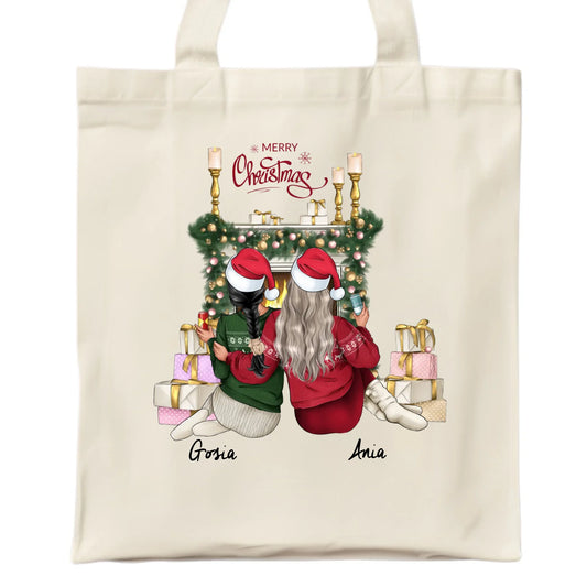 Torba świąteczna - prezent dla przyjaciółki - personalizowane postacie 2-4 osoby PR04 - StoryCups.pl