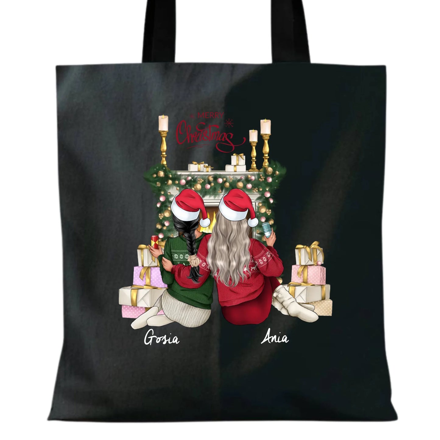 Torba świąteczna - prezent dla przyjaciółki - personalizowane postacie 2-4 osoby PR04 - StoryCups.pl