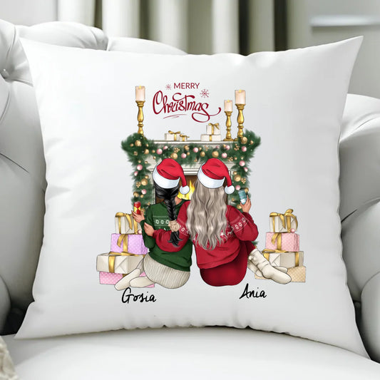 Poduszka świąteczna - prezent dla przyjaciółki - personalizowane postacie 2-4 osoby PR04 - StoryCups.pl