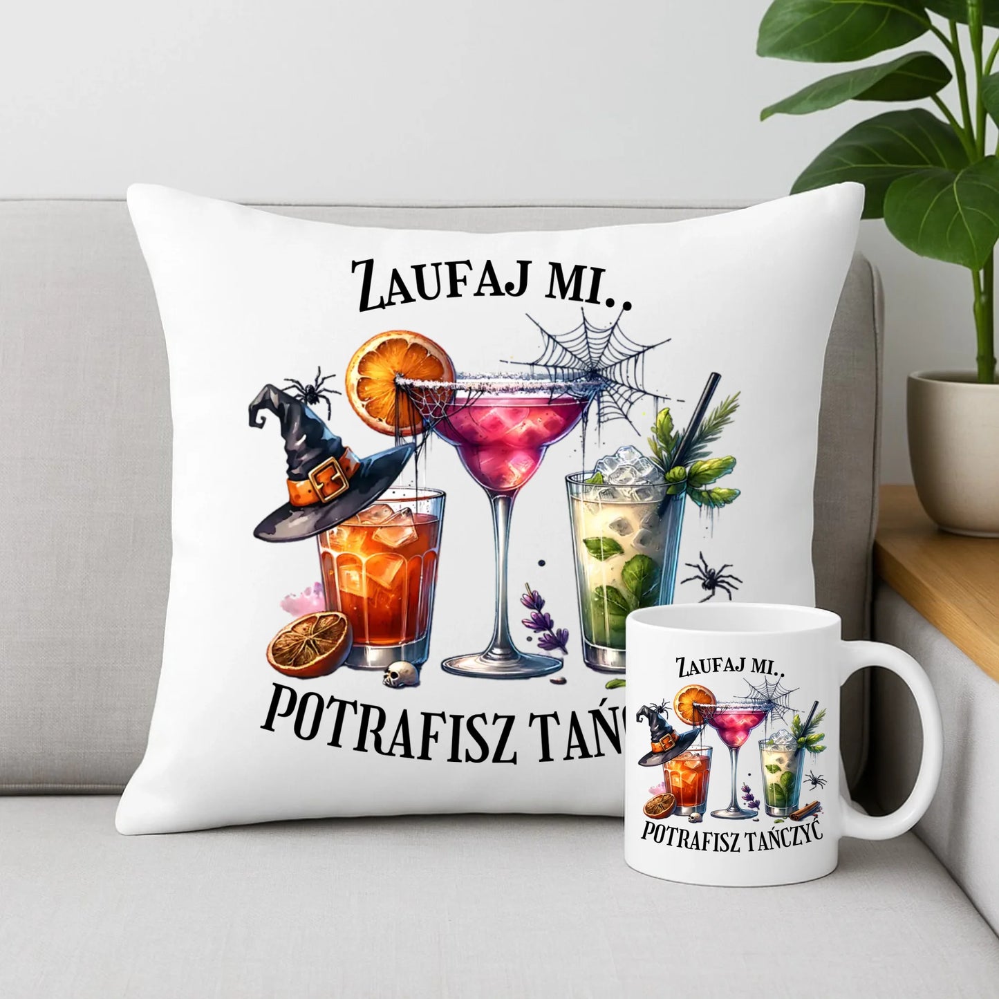 Zestaw poduszka i kubek na Halloween - Zaufaj mi potrafisz tańczyć HL26 - StoryCups.pl