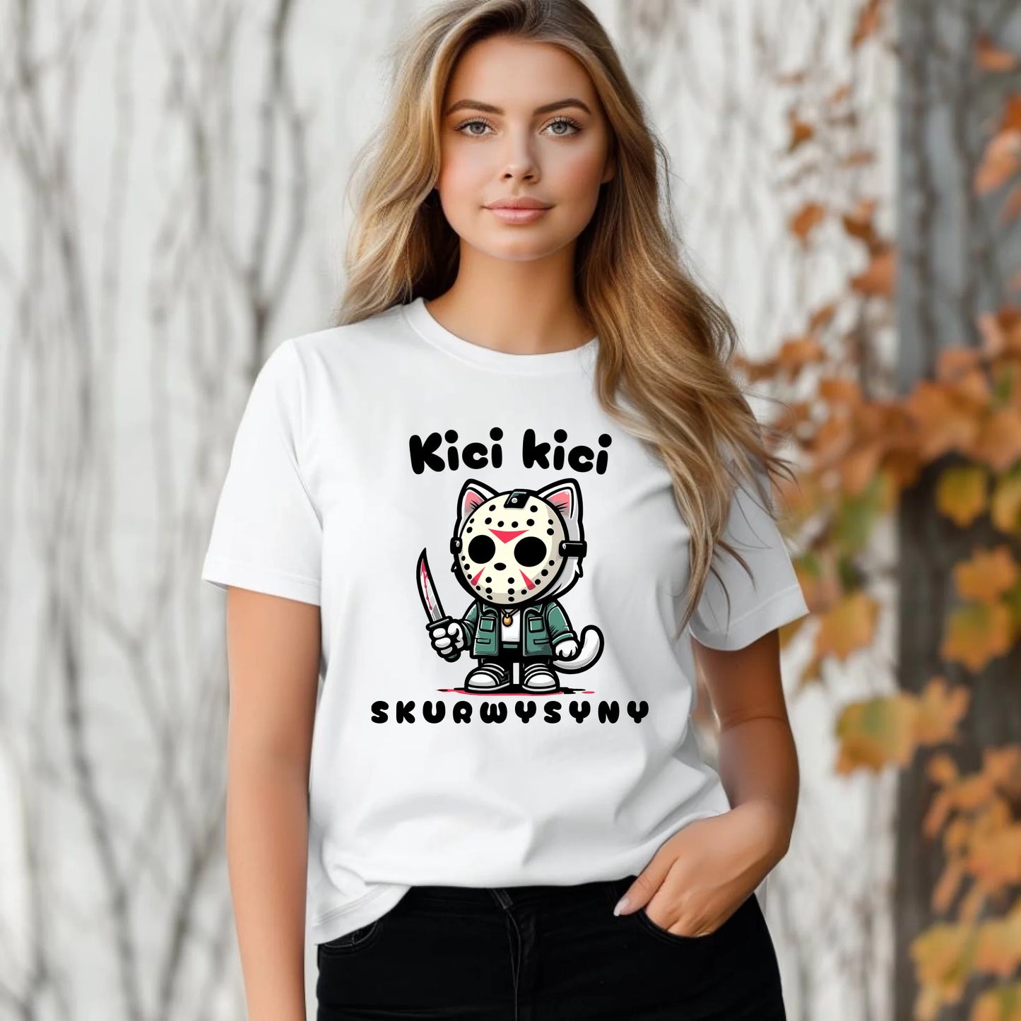 Koszulka damska na Halloween - Kici kici sk*rwysyny - bez cenzury HL28 - StoryCups.pl