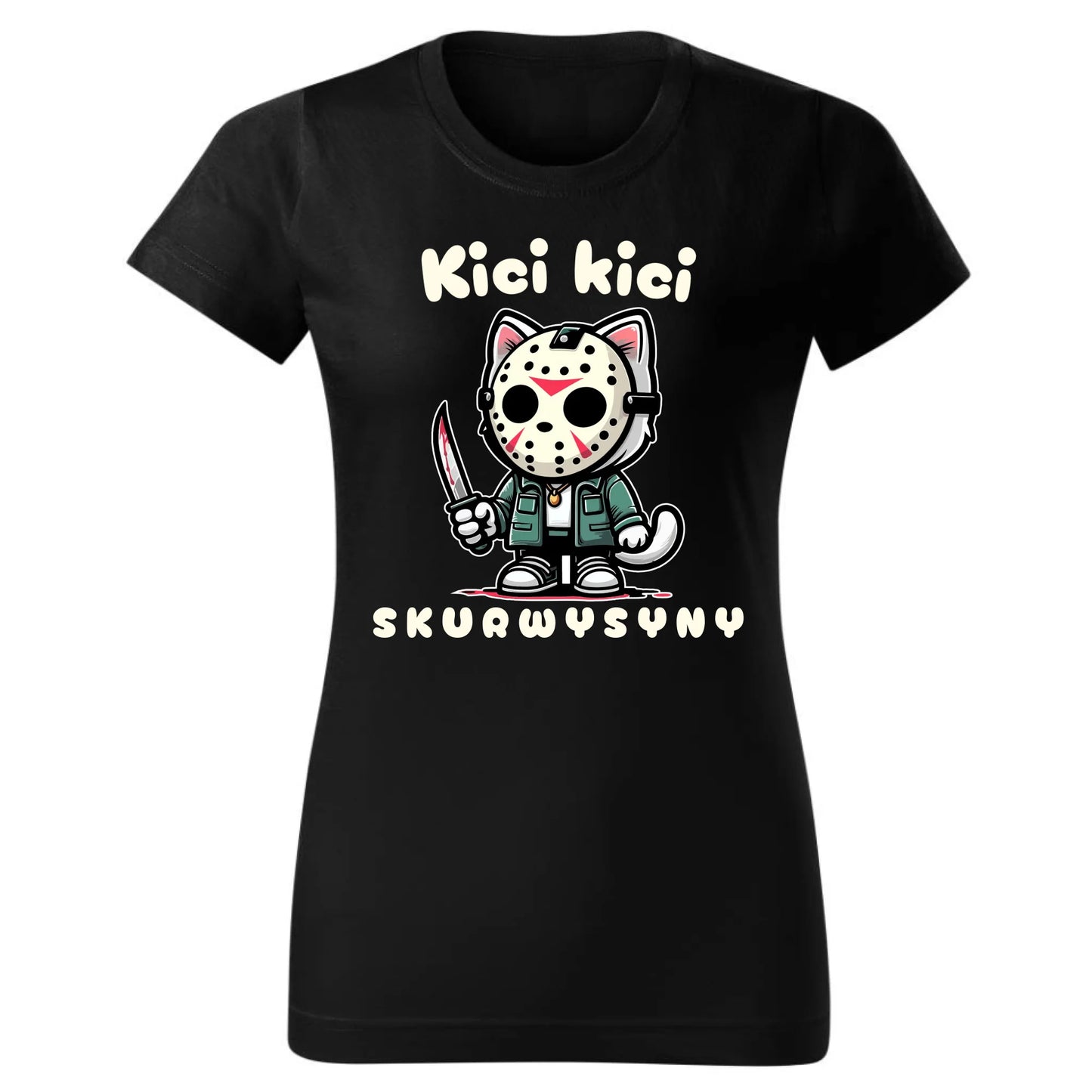 Koszulka damska na Halloween - Kici kici sk*rwysyny - bez cenzury HL28 - StoryCups.pl