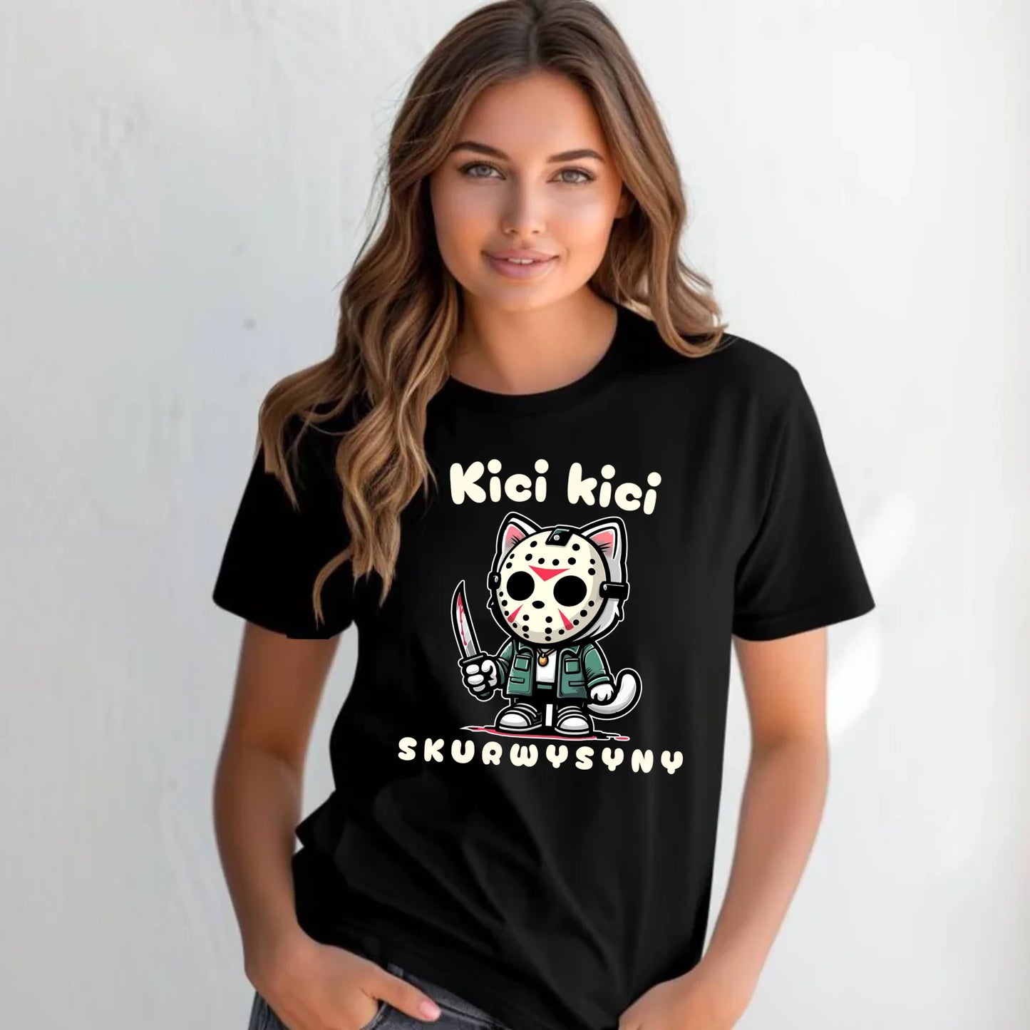Koszulka damska na Halloween - Kici kici sk*rwysyny - bez cenzury HL28 - StoryCups.pl