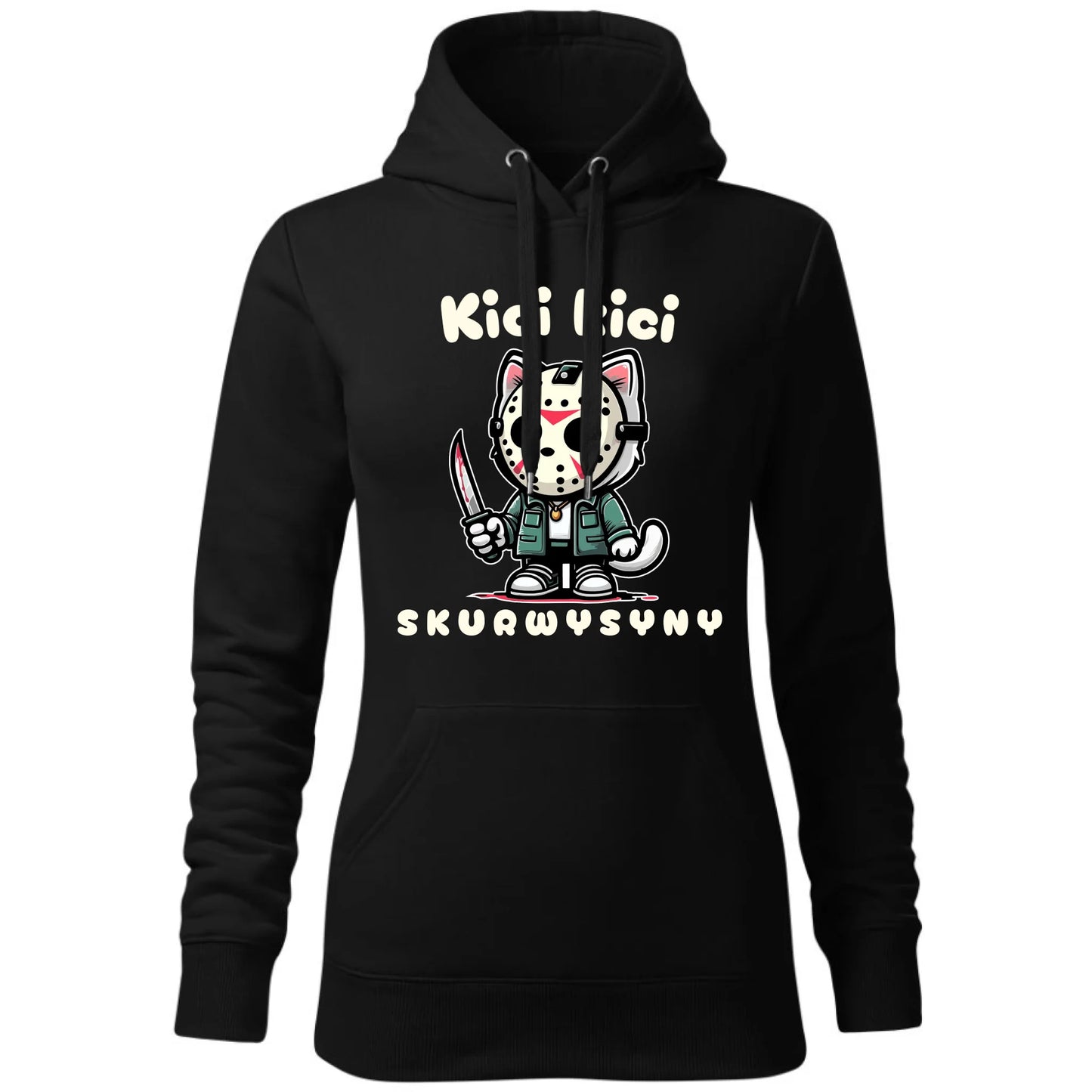 Bluza damska z kapturem na Halloween - Kici kici skurwysyny HL28