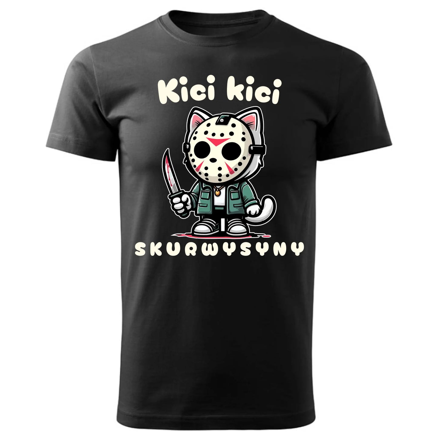 Koszulka męska na Halloween - Kici kici sk*rwysyny - bez cenzury HL28 - StoryCups.pl