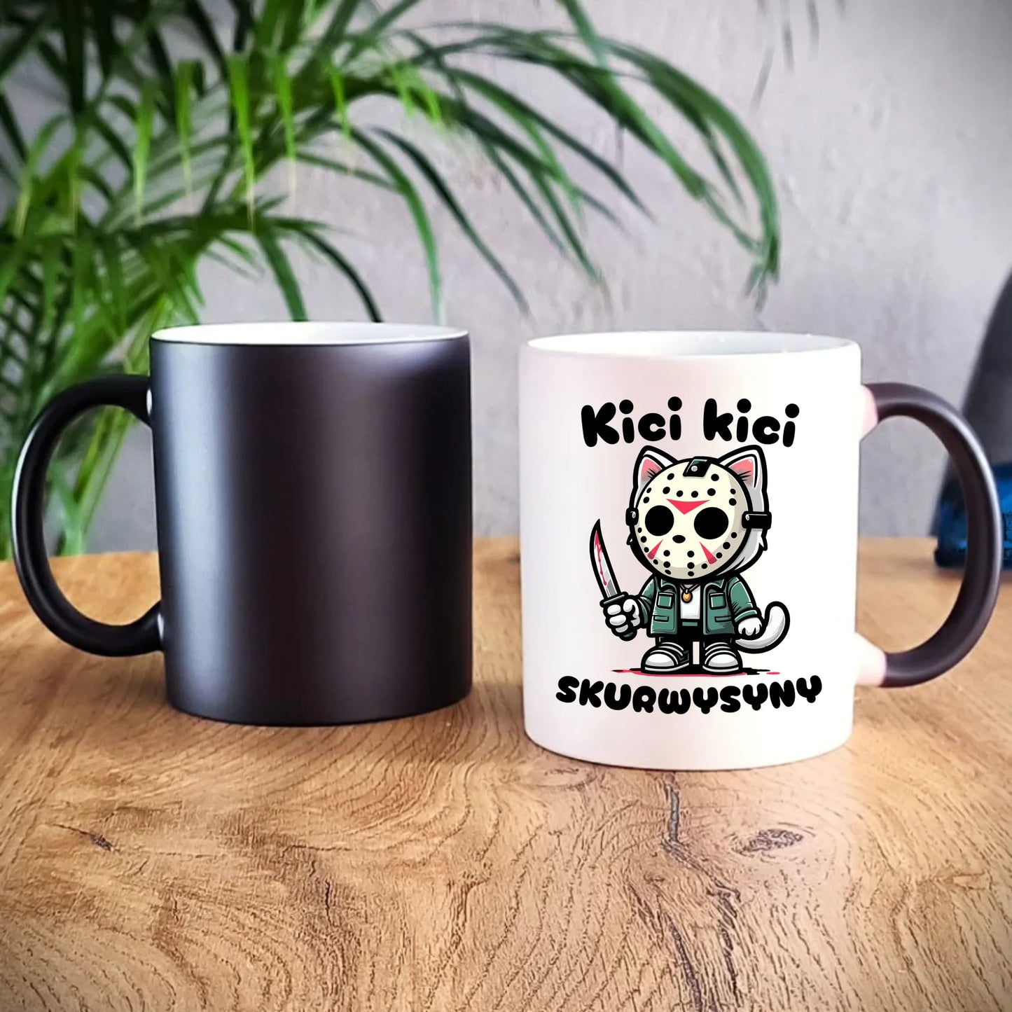 Kubek magiczny na Halloween - Kici kici skurwysyny HL28