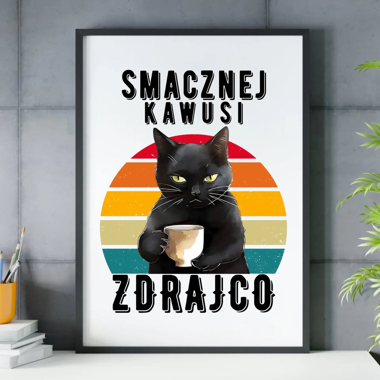 Plakat w ramie na odejście z pracy - Smacznej kawusi zdrajco OP03 - StoryCups.pl