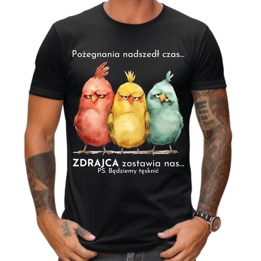 Koszulka męska na odejście z pracy - Pożegnania nadszedł czas OP05 - StoryCups.pl