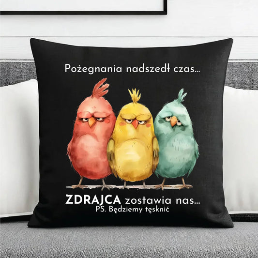 Poduszka dekoracyjna na odejście z pracy - Pożegnania nadszedł czas OP05 - StoryCups.pl