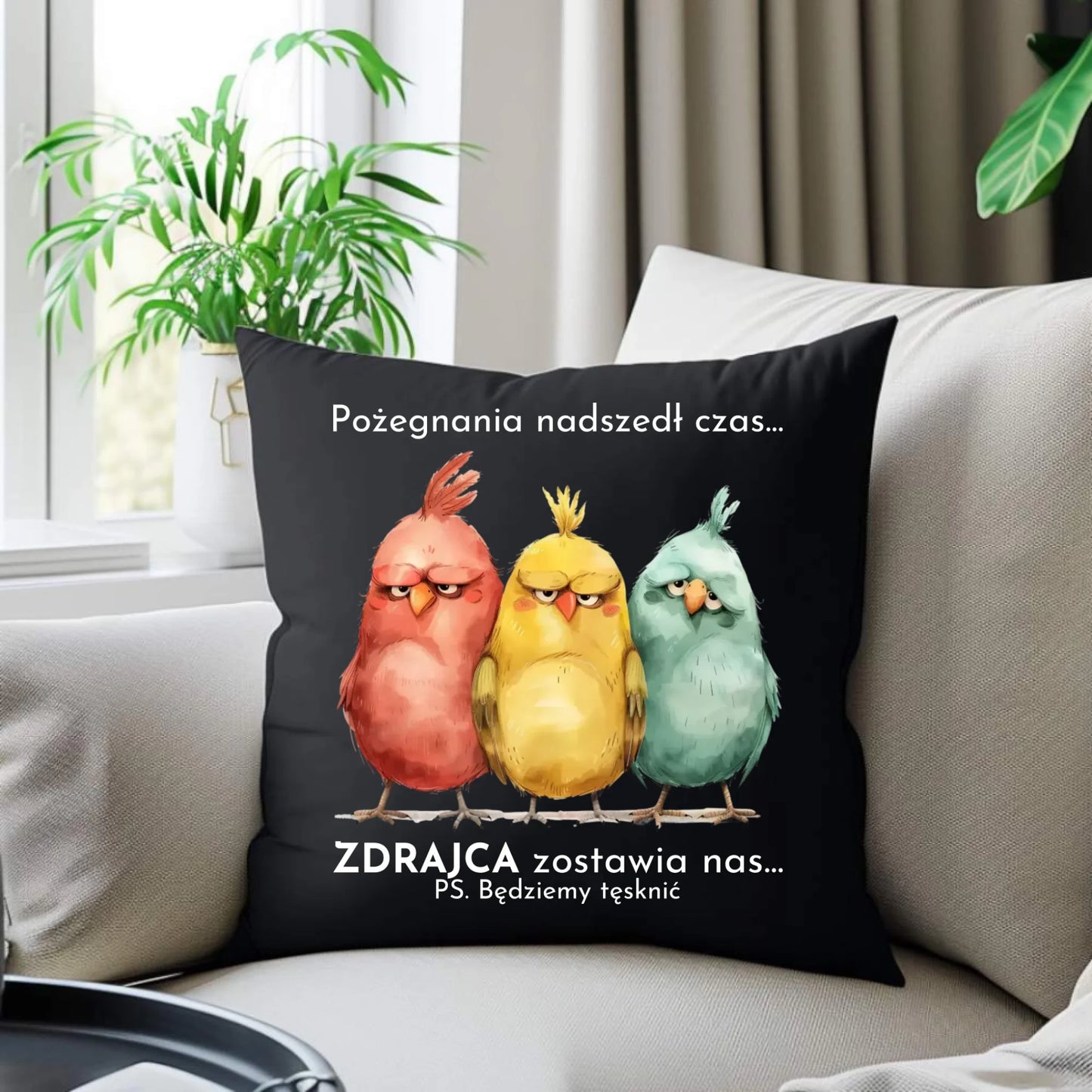 Poduszka dekoracyjna na odejście z pracy - Pożegnania nadszedł czas OP05 - StoryCups.pl