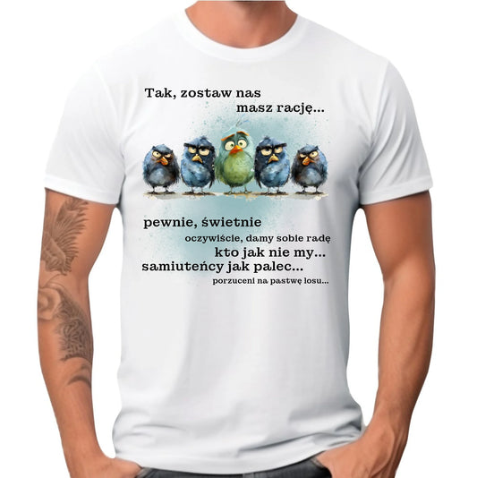 Koszulka męska na odejście z pracy - Tak, zostaw nas OP06 - StoryCups.pl