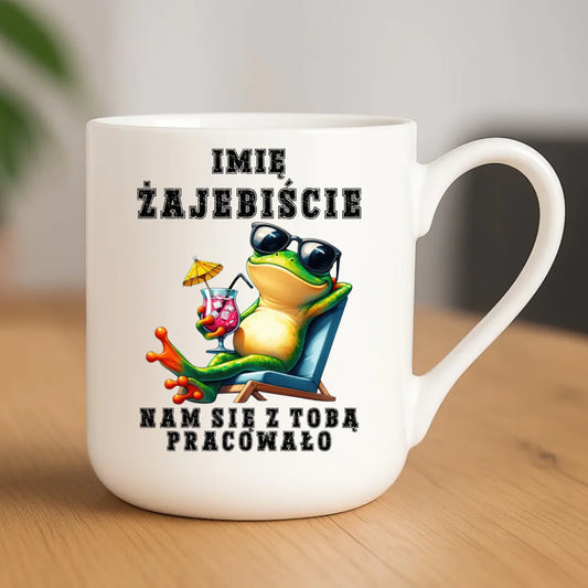 Kubek elegant na odejście z pracy - Żajebiście nam się z Tobą pracowało - personalizowany OP09 - StoryCups.pl