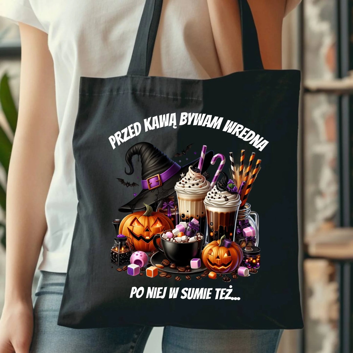 Torba Halloween – Przed kawą bywam wredna, po niej w sumie też HL30 - StoryCups.pl