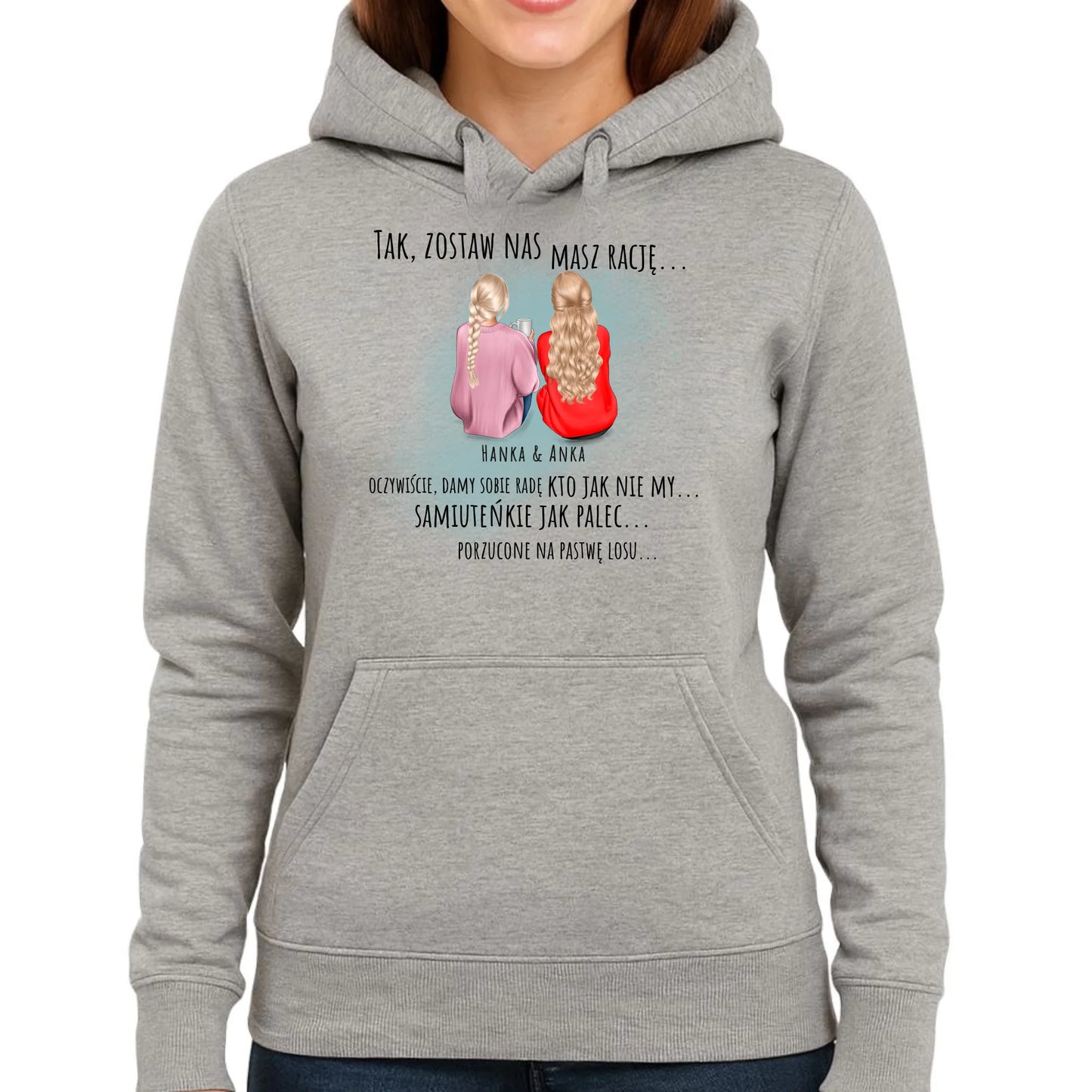 Bluza damska z kapturem na odejście z pracy - prezent do koleżanek - 2-5 osób personalizowana OP16 - StoryCups.pl