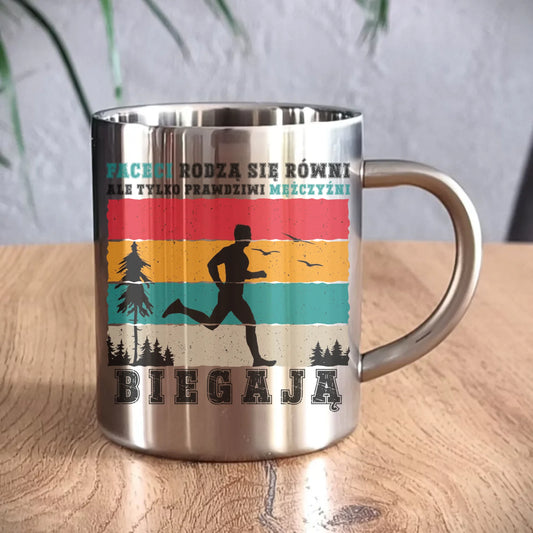 Kubek metalowy dla biegacza - Prawdziwi mężczyźni biegają HB02 - StoryCups.pl