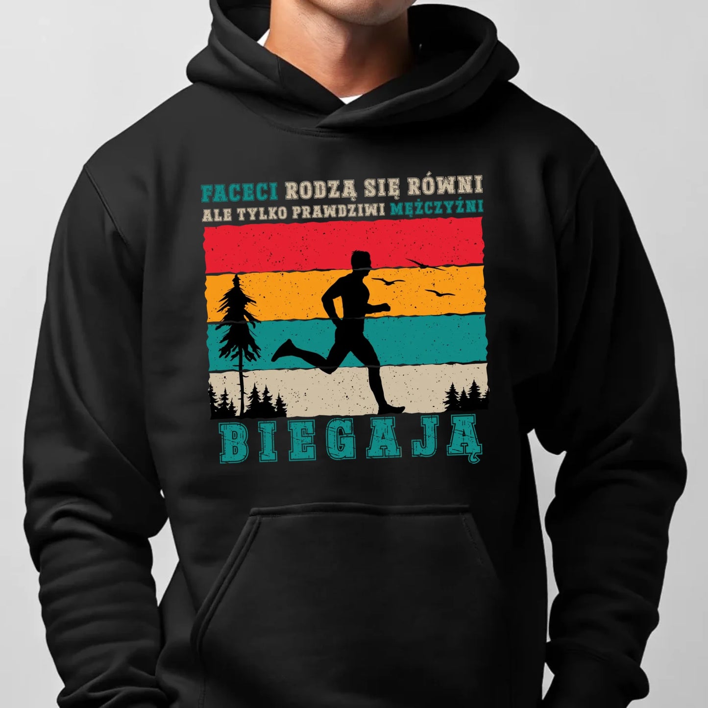 Bluza męska z kapturem dla biegacza - Prawdziwi mężczyźni biegają HB02
