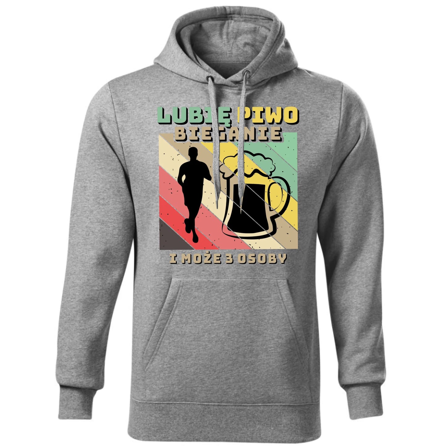 Bluza męska z kapturem dla biegacza - Lubię piwo bieganie HB01 - StoryCups.pl