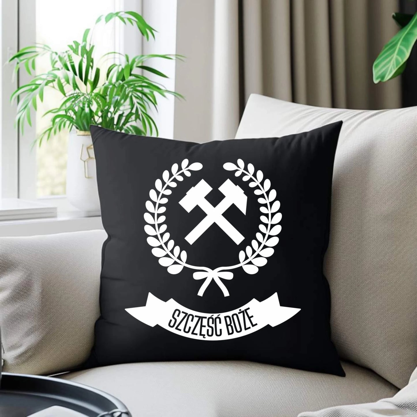 Poduszka dekoracyjna - prezent dla górnika - Szczęść Boże G02 - StoryCups.pl