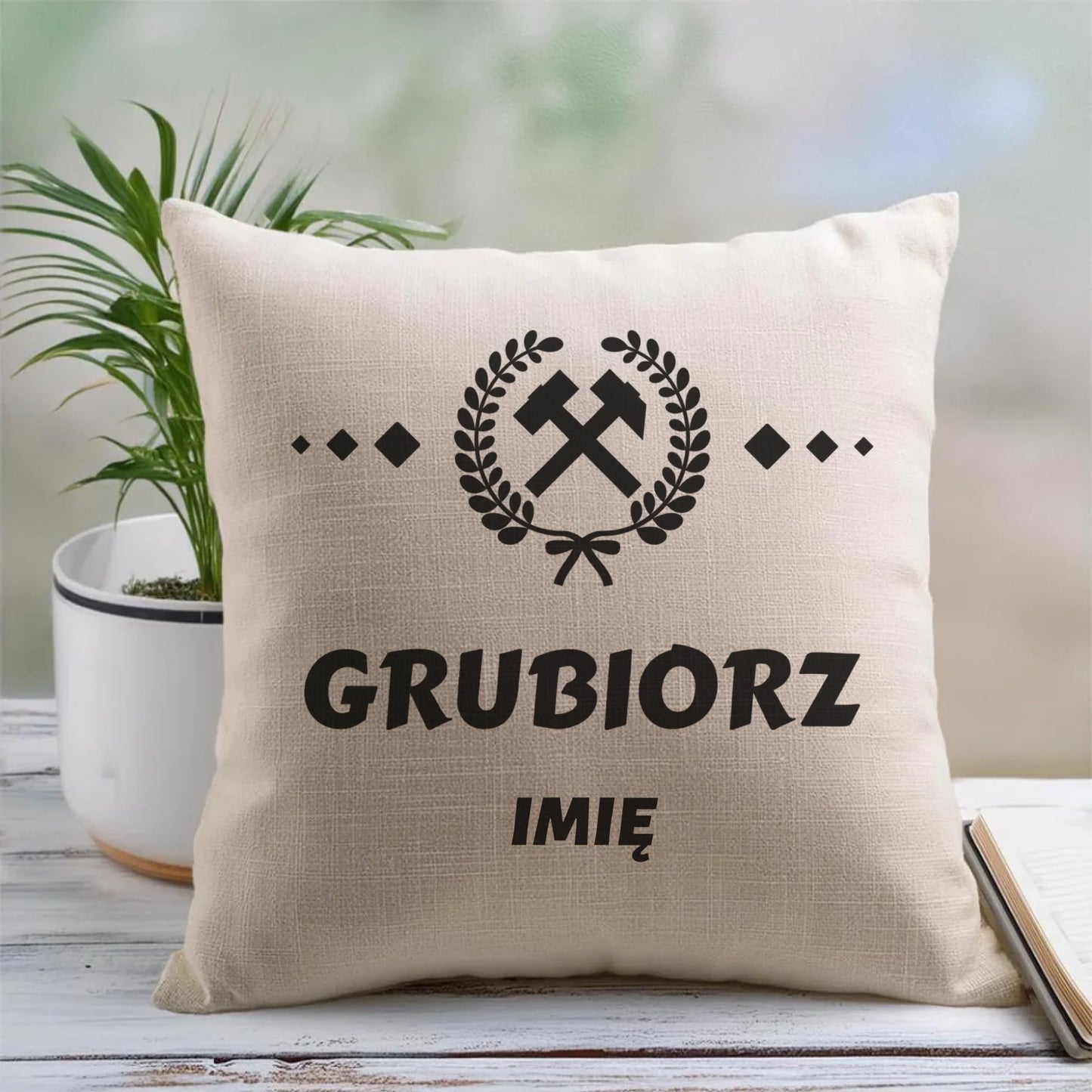 Poduszka - prezent dla górnika - Grubiorz - personalizowana G03 - StoryCups.pl