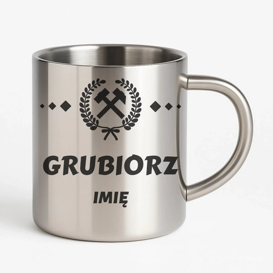 Kubek metalowy - prezent dla górnika - Grubiorz - personalizowany G03 - StoryCups.pl