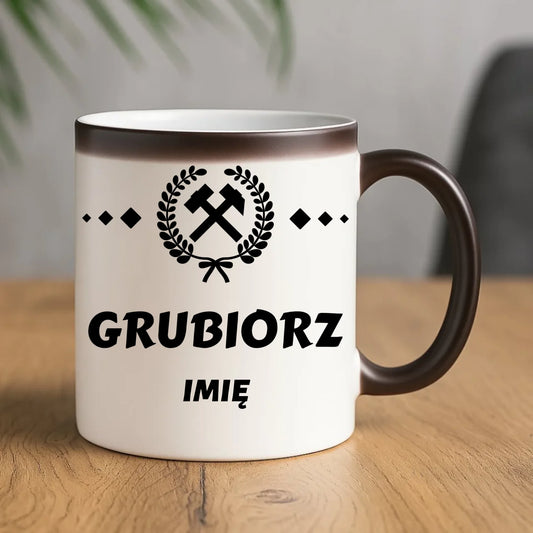 Kubek magiczny - prezent dla górnika - Grubiorz - personalizowany G03 - StoryCups.pl
