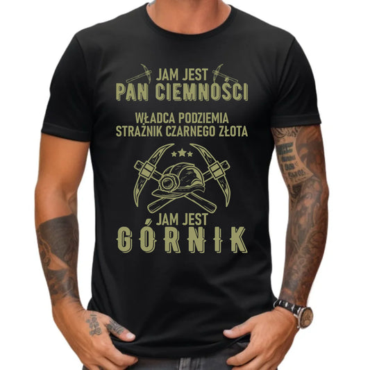 Koszulka męska - prezent dla górnika - Pan ciemności jam jest górnik G04 - StoryCups.pl