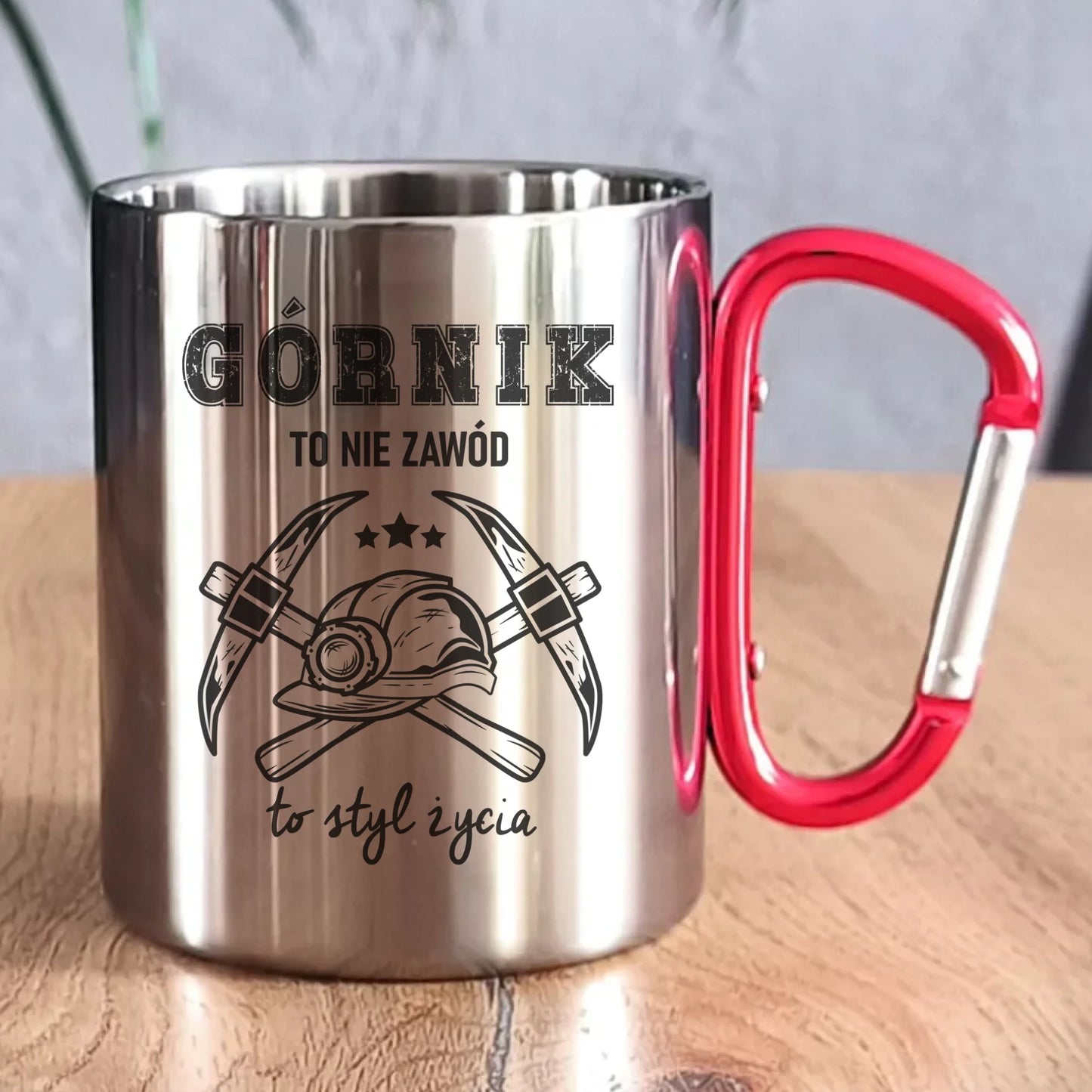 Kubek metalowy - prezent dla górnika - Górnik to nie zawód to styl życia G05 - StoryCups.pl
