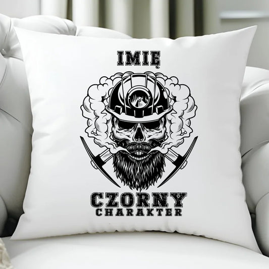 Poduszka - prezent dla górnika - Czorny charakter - personalizowana G06 - StoryCups.pl
