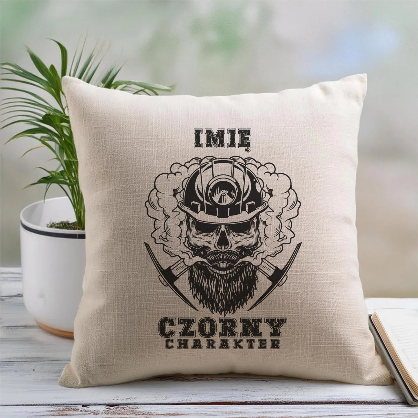 Poduszka - prezent dla górnika - Czorny charakter - personalizowana G06 - StoryCups.pl