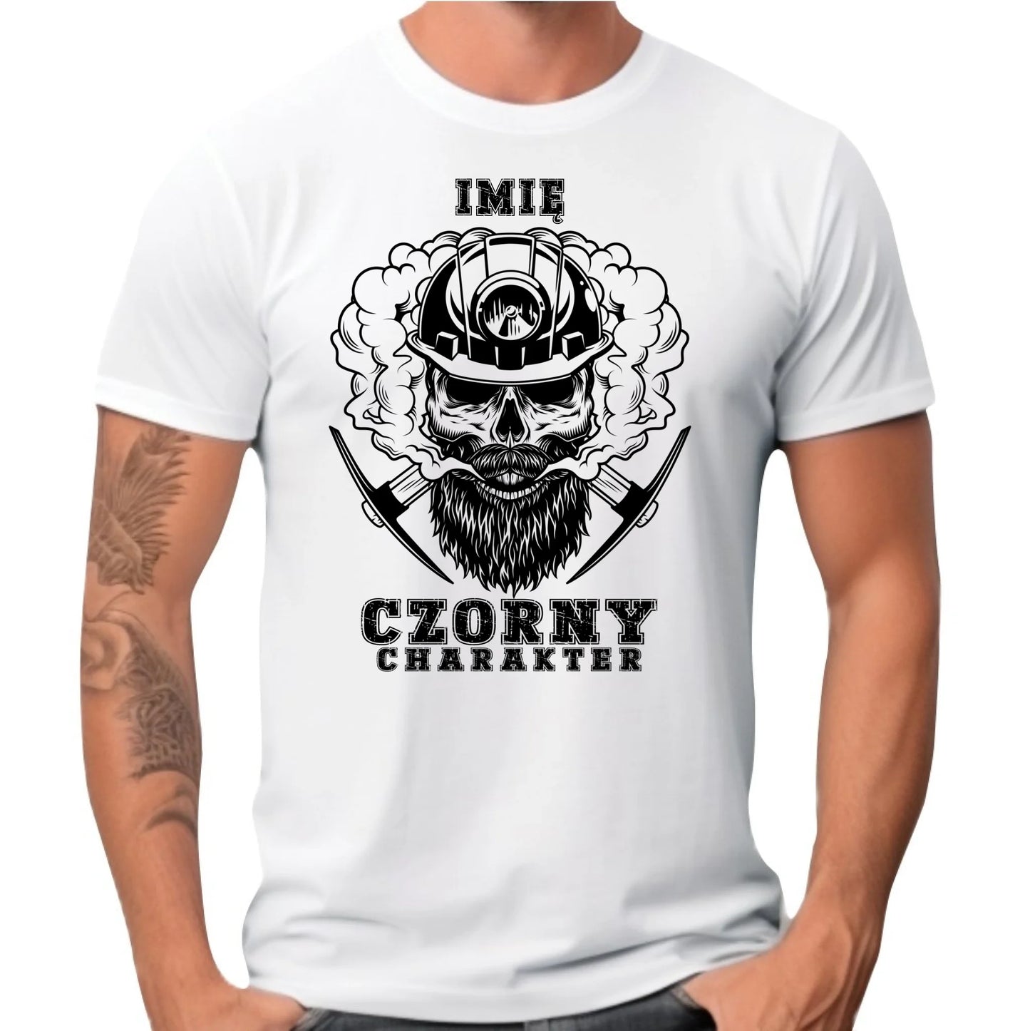 Koszulka męska - prezent dla górnika - Czorny charakter - personalizowana G06 - StoryCups.pl