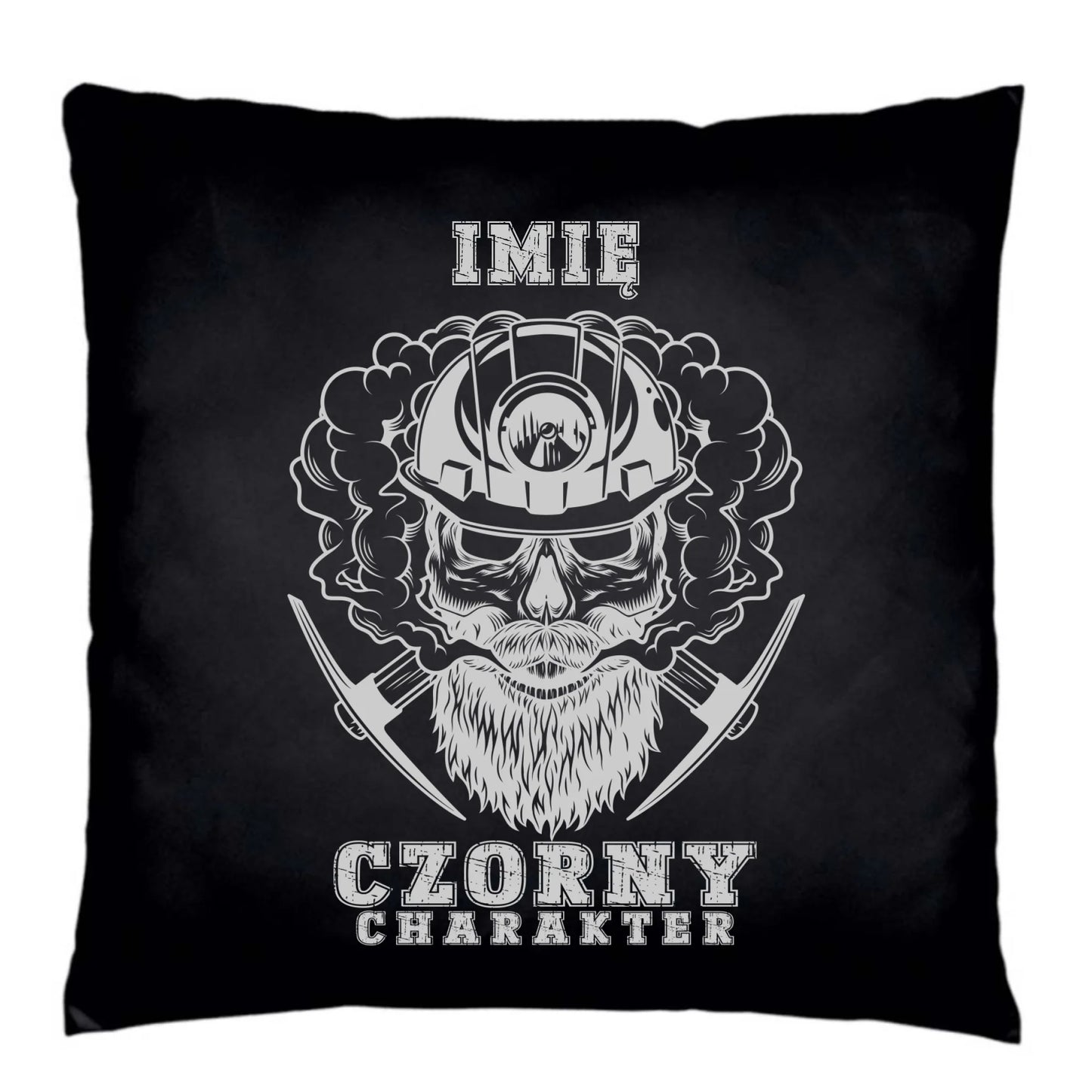Poduszka dekoracyjna - prezent dla górnika - Czorny charakter - personalizowana G06 - StoryCups.pl
