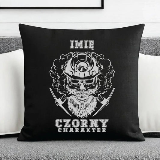Poduszka dekoracyjna - prezent dla górnika - Czorny charakter - personalizowana G06 - StoryCups.pl