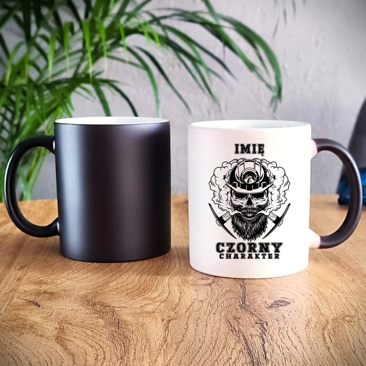 Kubek magiczny - prezent dla górnika - Czorny charakter - personalizowany G06 - StoryCups.pl