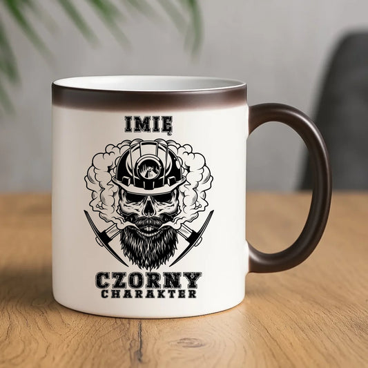 Kubek magiczny - prezent dla górnika - Czorny charakter - personalizowany G06 - StoryCups.pl