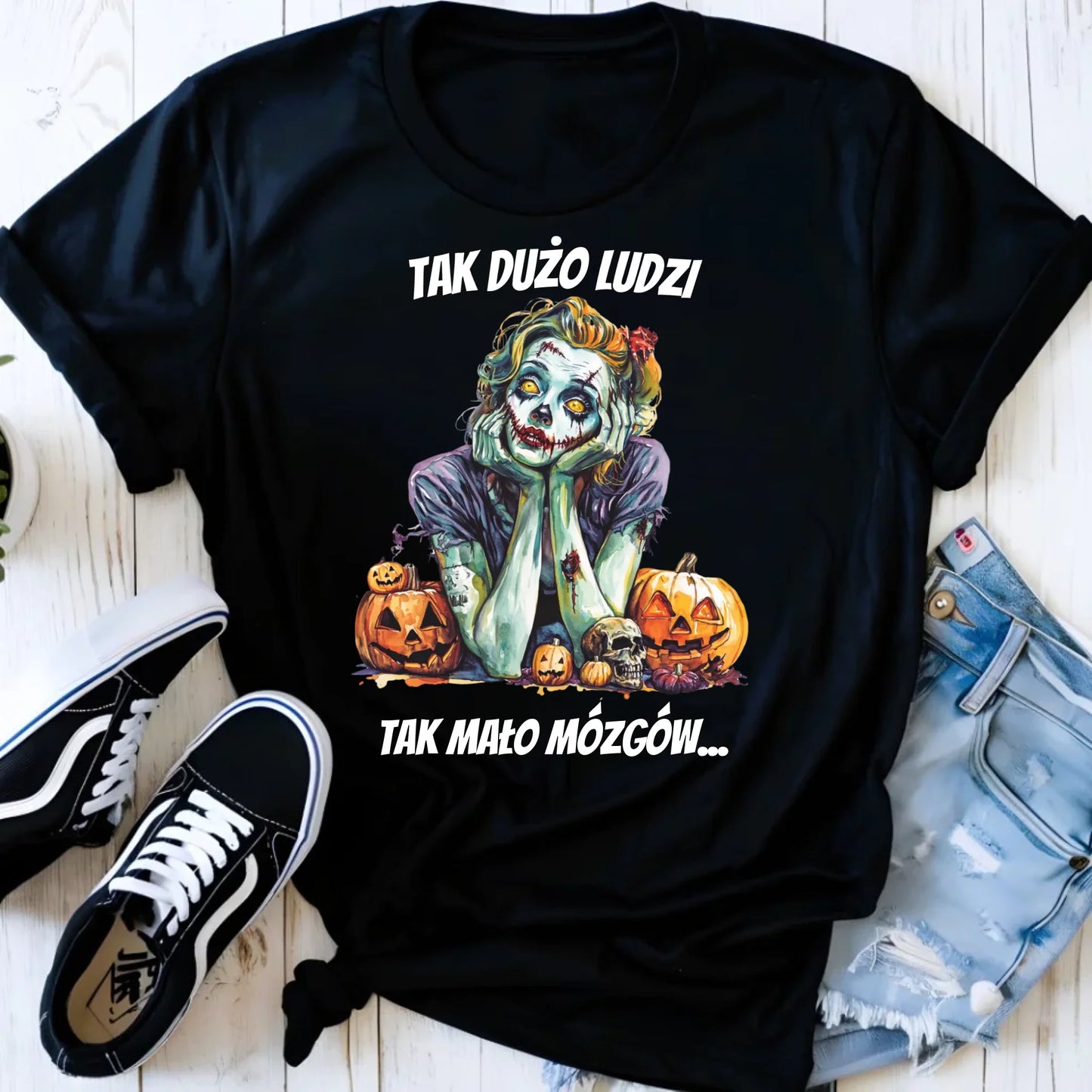 Koszulka damska na Halloween - Zombie - Tak mało mózgów HL31 - StoryCups.pl