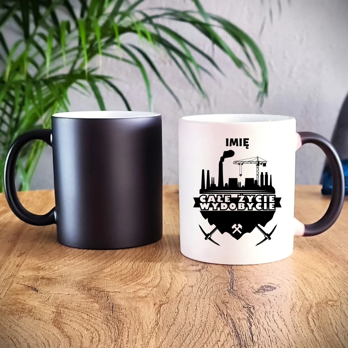 Kubek magiczny - prezent dla górnika - Całe życie wydobycie - personalizowany G09 - StoryCups.pl