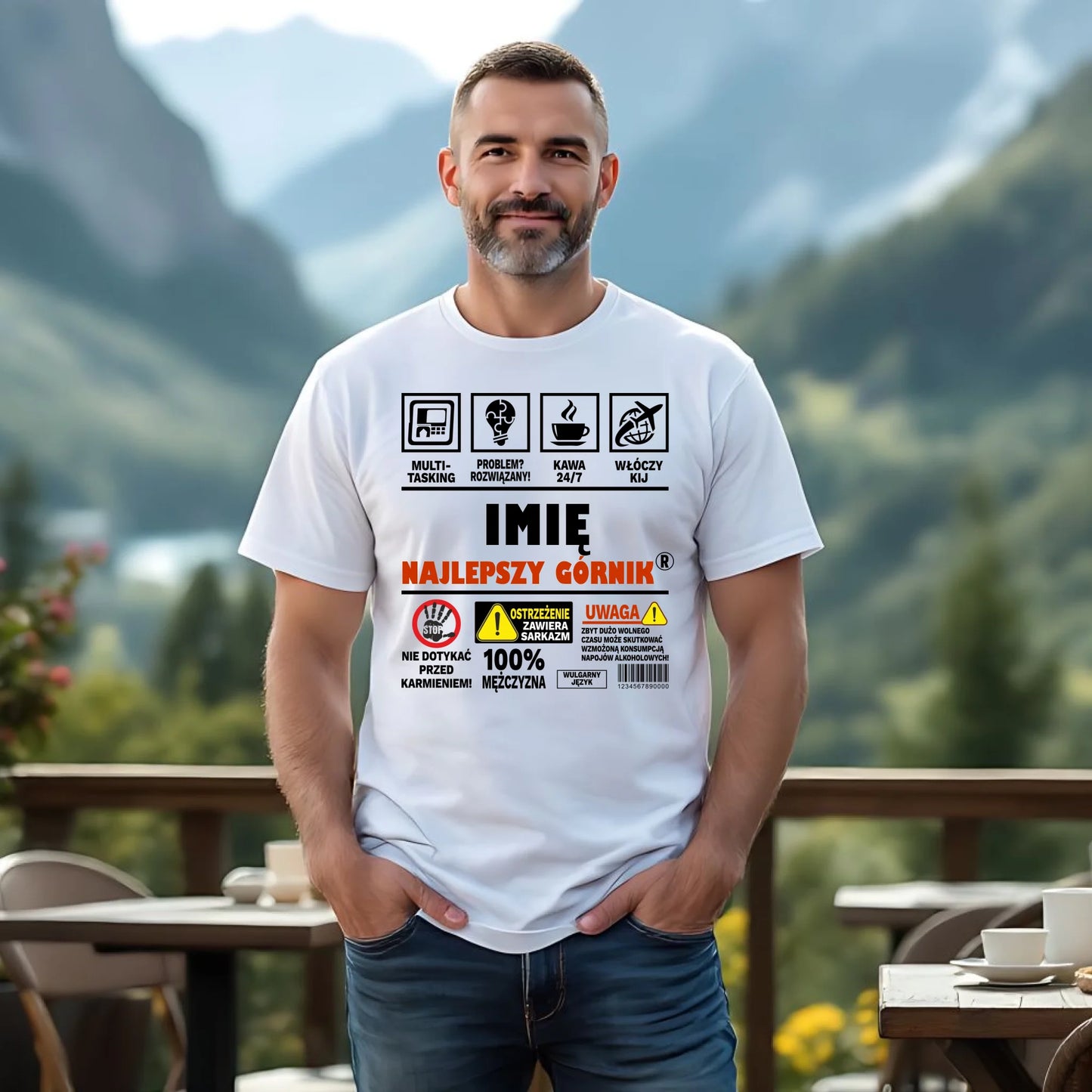 Koszulka męska - prezent dla górnika - Najlepszy górnik 24/7 - personalizowana G11 - StoryCups.pl