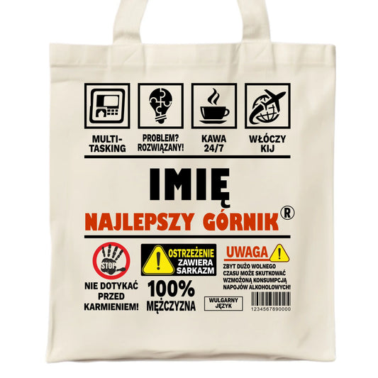 Torba - prezent dla górnika - Najlepszy górnik 24/7 - personalizowana G11 - StoryCups.pl