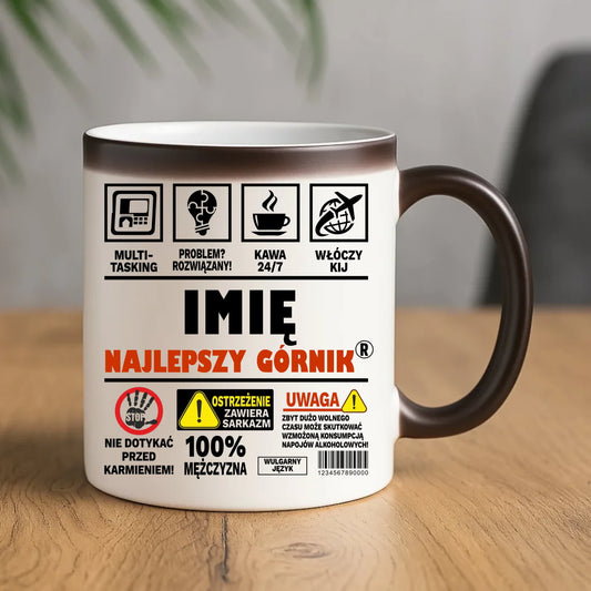 Kubek magiczny - prezent dla górnika - Najlepszy górnik 24/7 - personalizowany G11 - StoryCups.pl