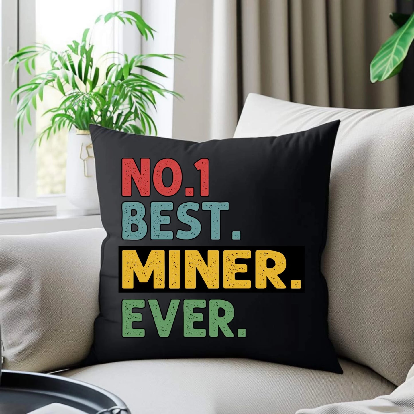 Poduszka dekoracyjna - prezent dla górnika - Best miner ever G12 - StoryCups.pl