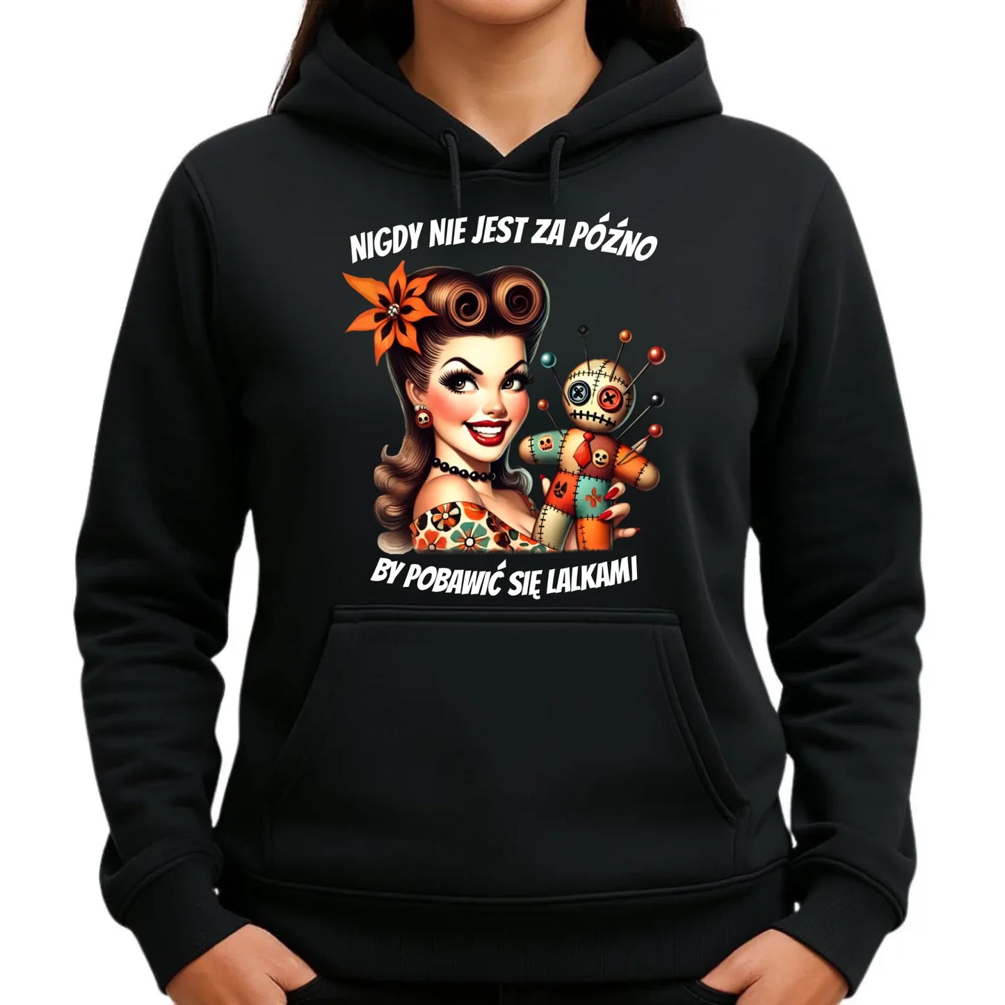 Bluza damska z kapturem - Laleczka Voodoo retro DZ21 - StoryCups.pl