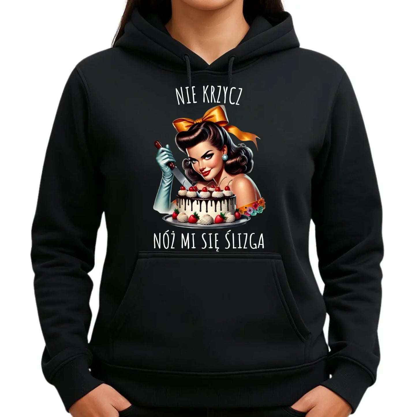 Bluza damska z kapturem - Nie krzycz, nóż mi się ślizga - Czarny humor DZ22 - StoryCups.pl