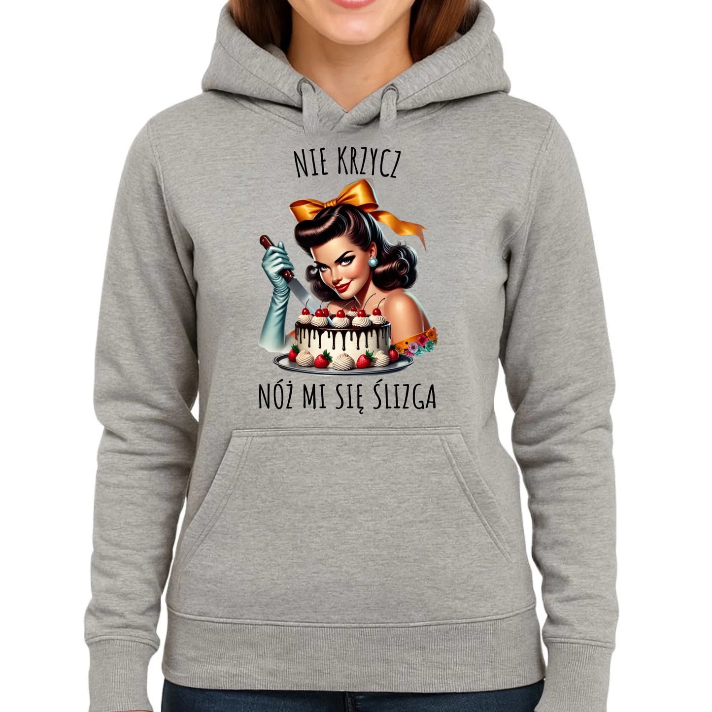 Bluza damska z kapturem - Nie krzycz, nóż mi się ślizga - Czarny humor DZ22 - StoryCups.pl