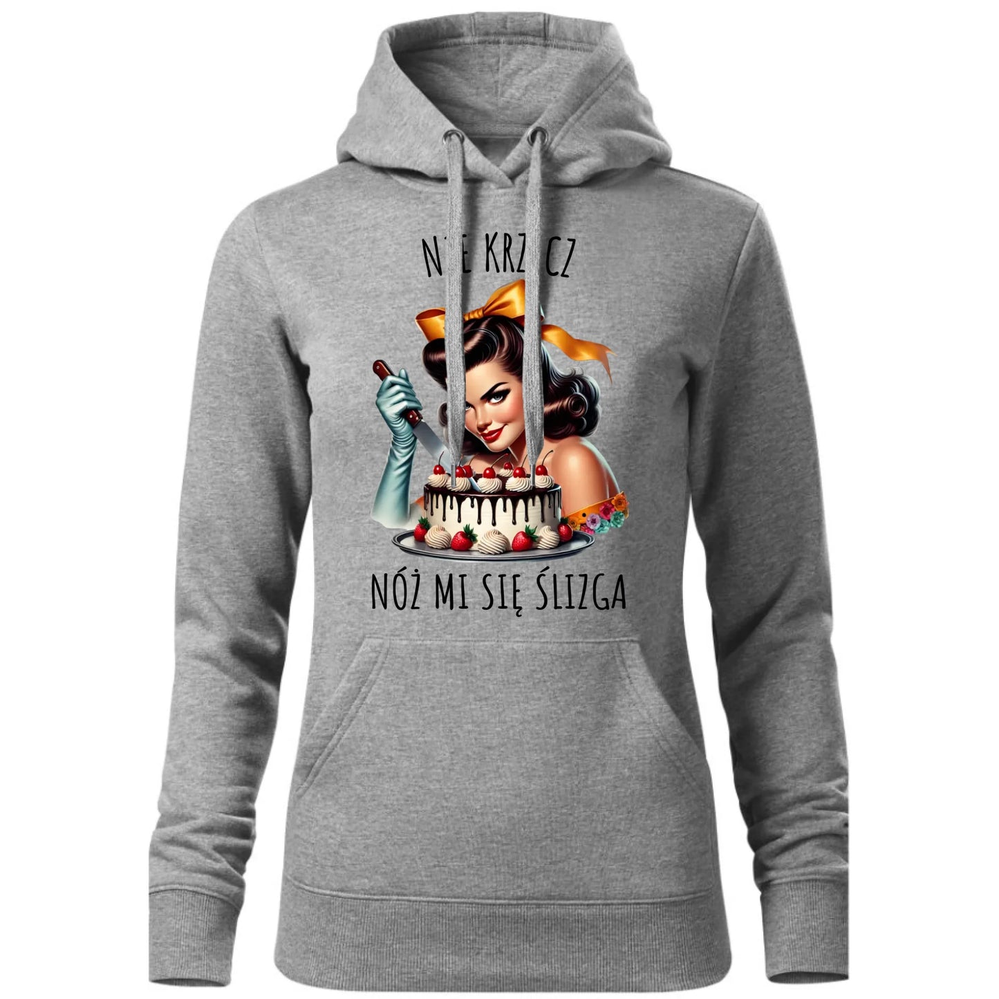 Bluza damska z kapturem - Nie krzycz, nóż mi się ślizga - Czarny humor DZ22 - StoryCups.pl