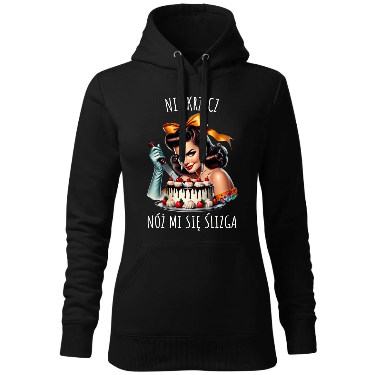 Bluza damska z kapturem - Nie krzycz, nóż mi się ślizga - Czarny humor DZ22 - StoryCups.pl