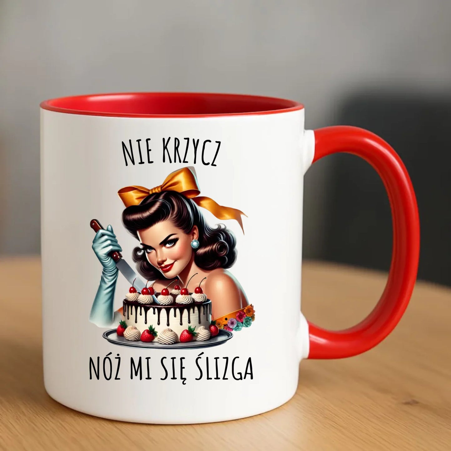 Kubek dla niej - Nie krzycz, nóż mi się ślizga - Czarny humor DZ22 - StoryCups.pl