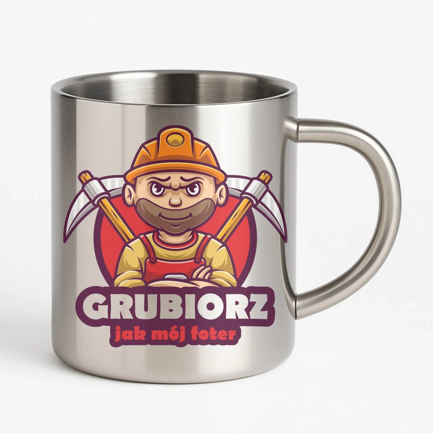 Kubek metalowy - prezent dla górnika - Grubiorz jak mój foter G13 - StoryCups.pl