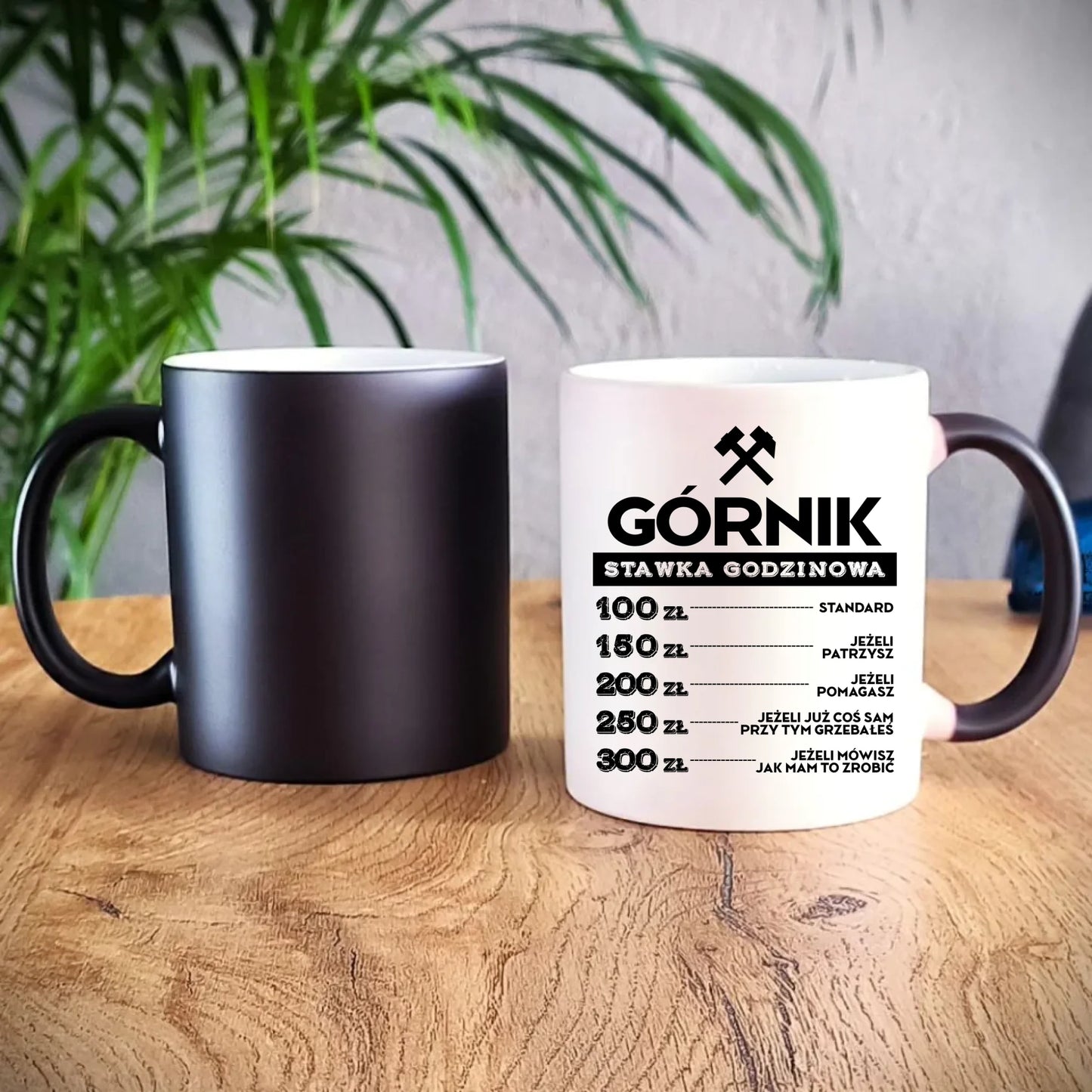 Kubek magiczny - prezent dla górnika - Górnik stawka godzinowa G14 - StoryCups.pl